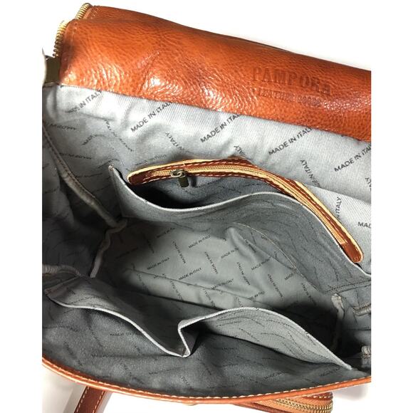 Pampora On The Rise Leather Backpack Honey Brown Zip Clasp Travel Casual Italy main image 12